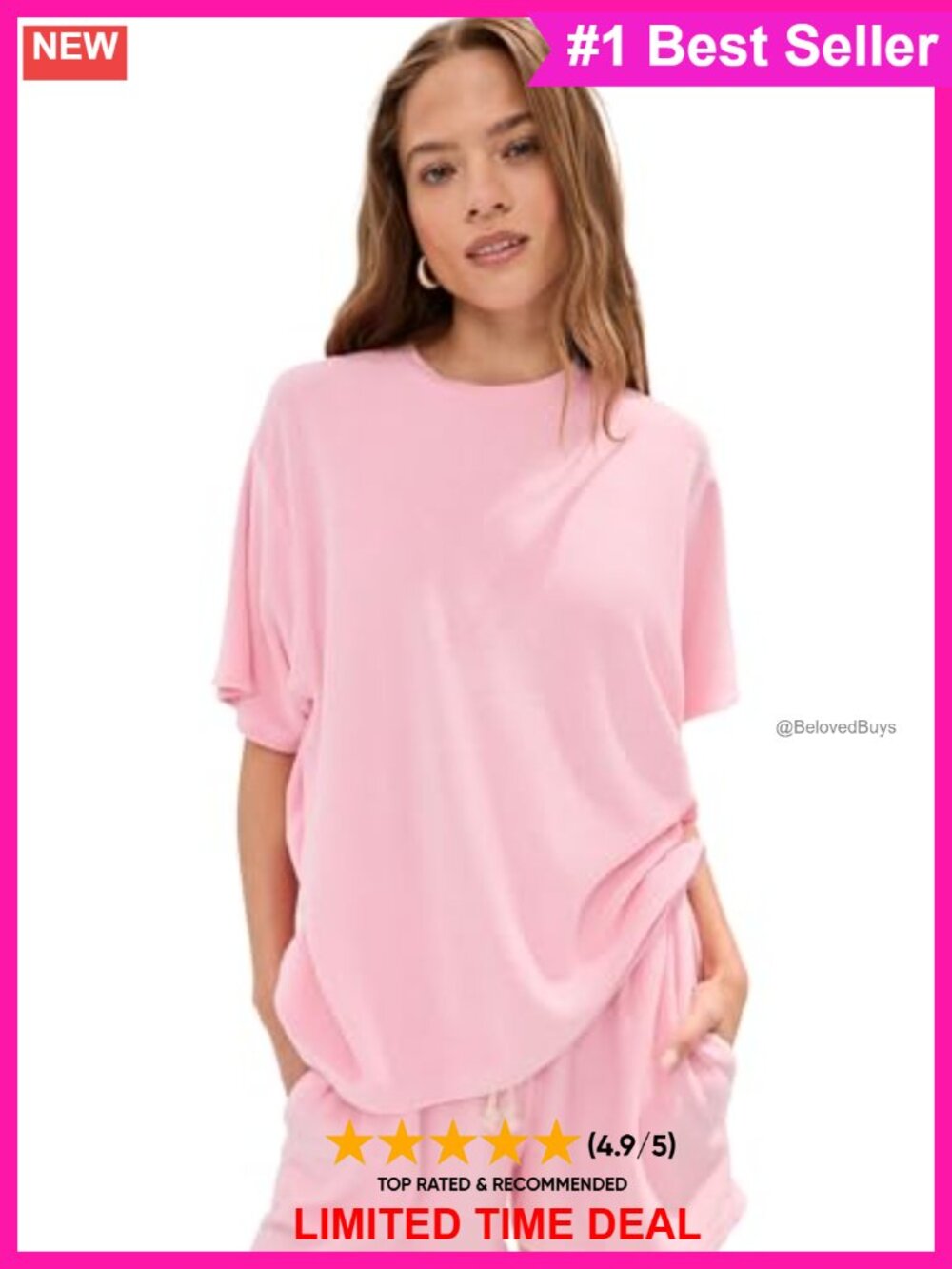 French Terry Boxy Tee Short Sleeve Crew Neck Casual Top